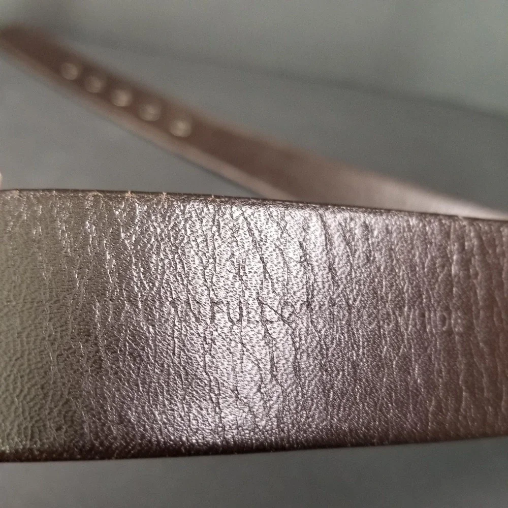 Mens Brown Leather Belt with Silver Buckle and Grommets Size 40 Workwear Utility
